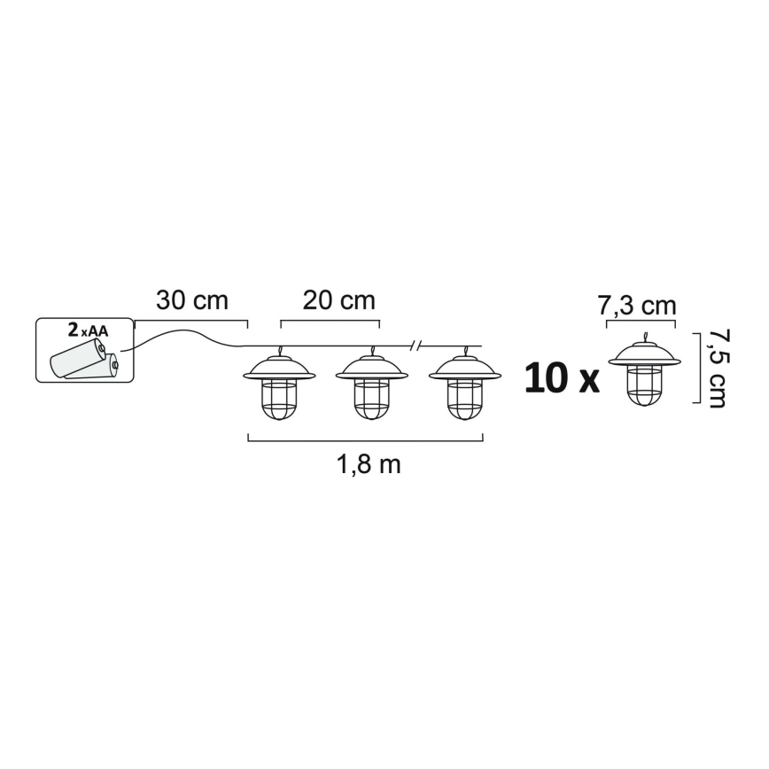 LED Venkovní dekorační osvětlení LOFT 10xLED/2xAA