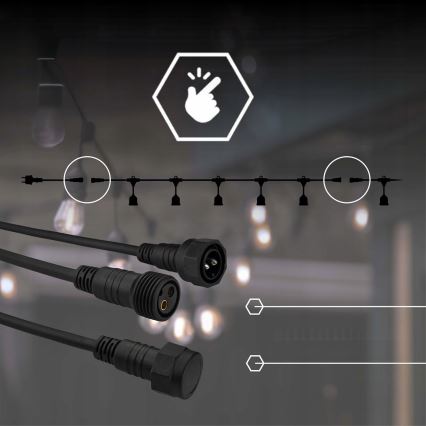 LED Venkovní dekorační řetěz 10xE27/1W/230V 10,94 m IP44 černá