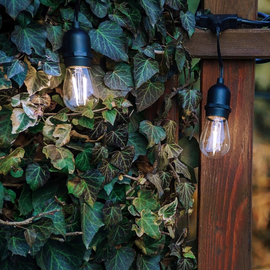 LED Venkovní dekorační řetěz 10xE27/1W/230V 6,44 m IP44 černá