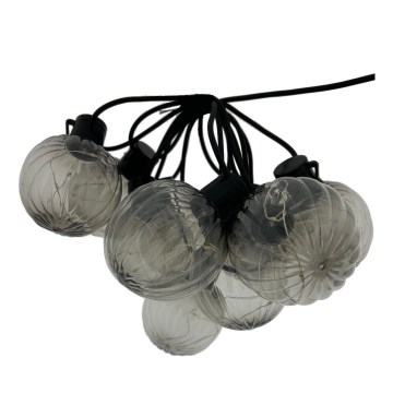 LED Venkovní dekorační řetěz 10xLED/0,15W/230V 6,8 m IP44 černá/kouřová