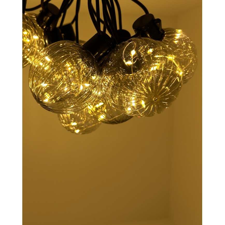 LED Venkovní dekorační řetěz 10xLED/0,15W/230V 6,8 m IP44 černá/kouřová