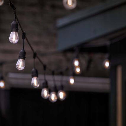 LED Venkovní dekorační řetěz 15xE27/1W/230V 15,94 m IP44 černá