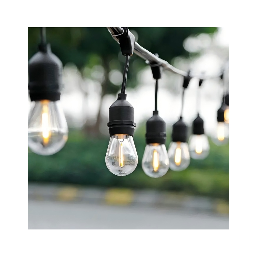 LED Venkovní dekorační řetěz 20xE27/1W/230V 10 m IP65 černá