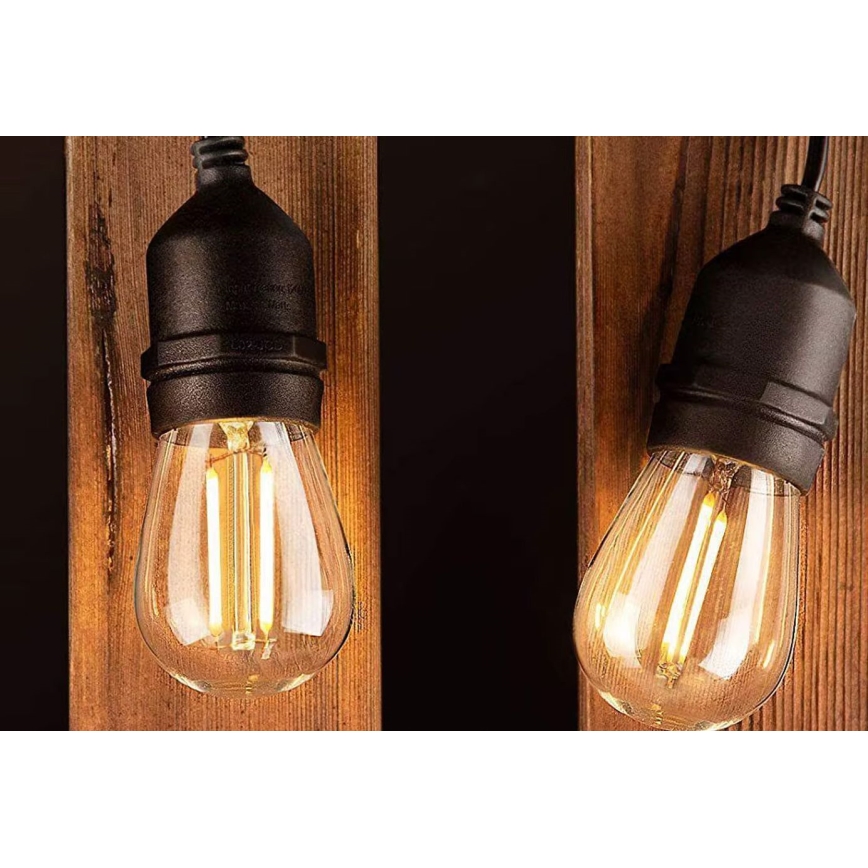 LED Venkovní dekorační řetěz 20xE27/1W/230V 10 m IP65 černá