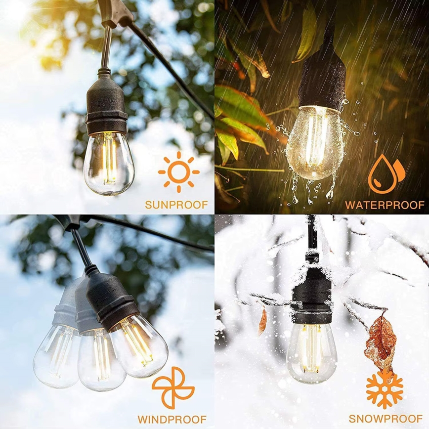 LED Venkovní dekorační řetěz 20xE27/1W/230V 10 m IP65 černá