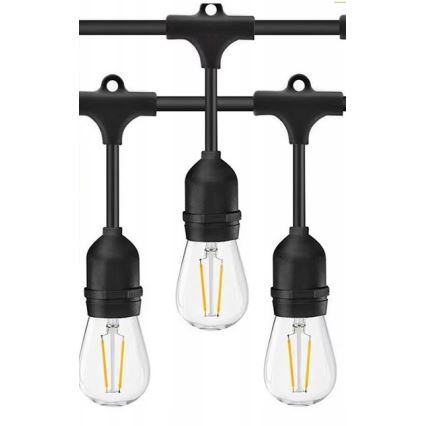 LED Venkovní dekorační řetěz 20xE27/1W/230V 10 m IP65 černá