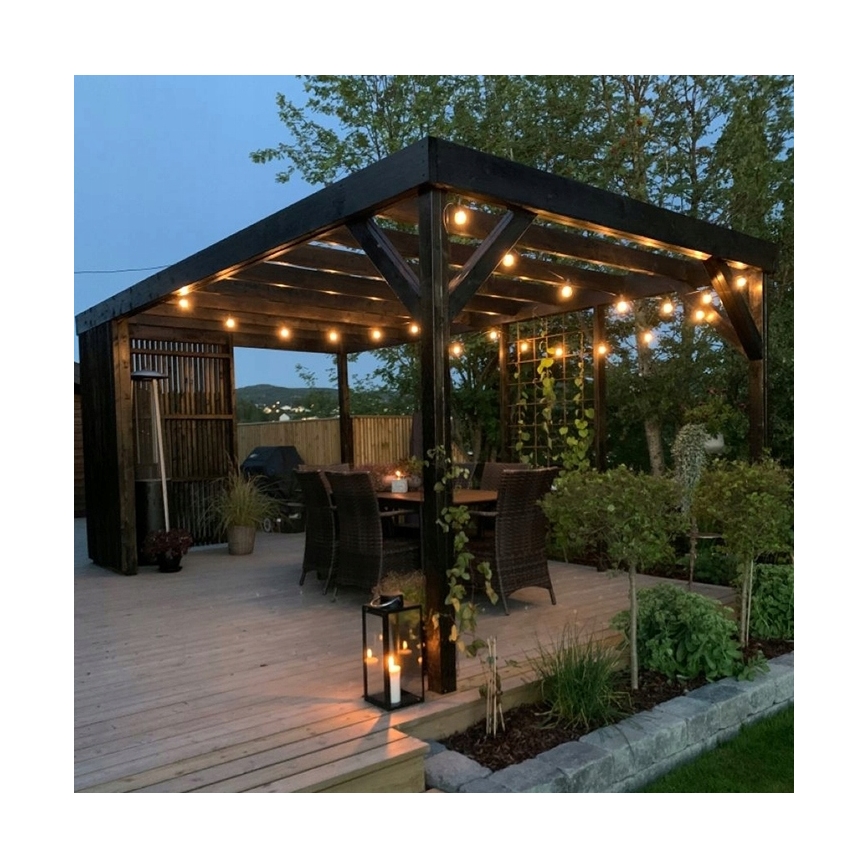 LED Venkovní dekorační řetěz 20xE27/1W/230V 11,44 m IP44 černá