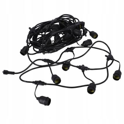 LED Venkovní dekorační řetěz 20xE27/1W/230V 11,44 m IP44 černá