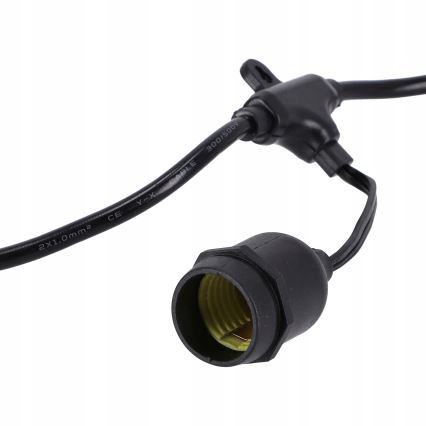 LED Venkovní dekorační řetěz 20xE27/1W/230V 11,44 m IP44 černá