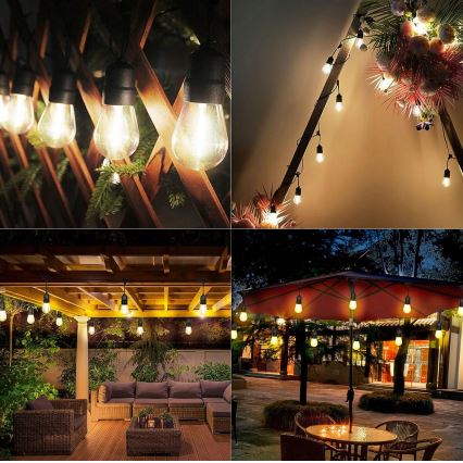 LED Venkovní dekorační řetěz 30xE27/1W/230V 16,44 m IP44 černá