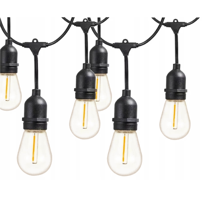 LED Venkovní dekorační řetěz 30xE27/1W/230V 16,44 m IP44 černá