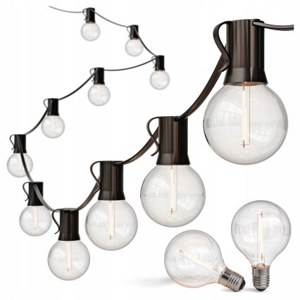 LED Venkovní dekorační řetěz 36xE12/1W/230V 22,35 m IP65 černá