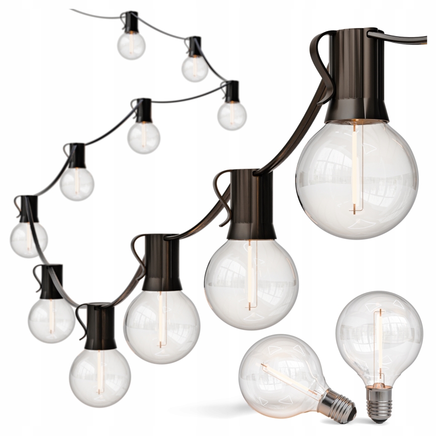 LED Venkovní dekorační řetěz 36xE12/1W/230V 22,35 m IP65 černá