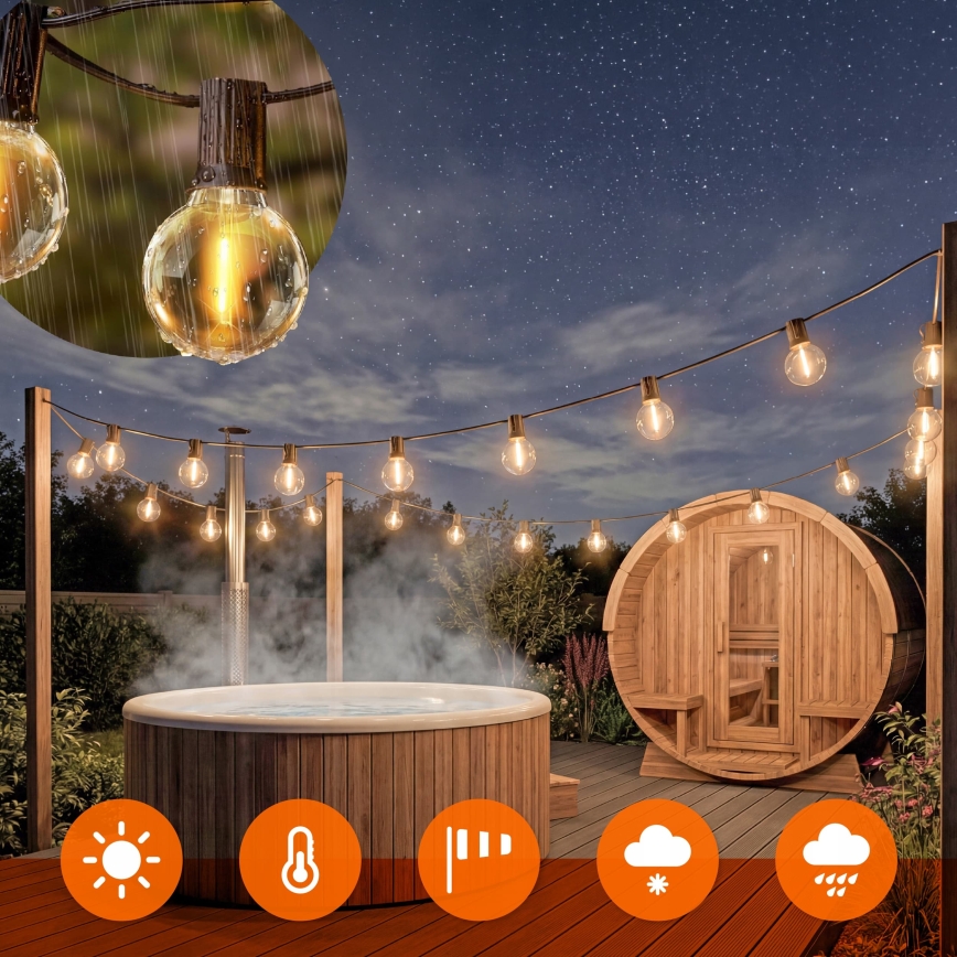 LED Venkovní dekorační řetěz 36xE12/1W/230V 22,35 m IP65 černá