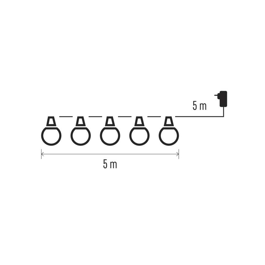 LED Venkovní dekorační řetěz 50xLED/10m IP44 čirá
