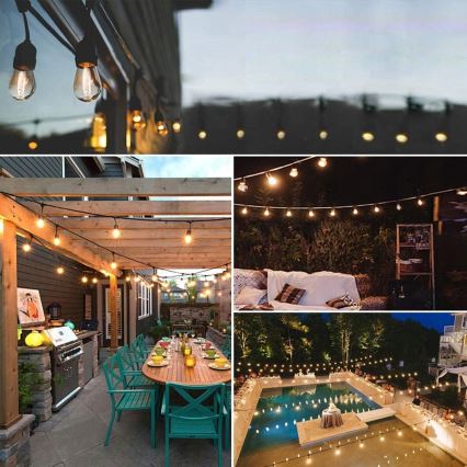 LED Venkovní dekorační řetěz 5xE27/1W/230V 5,94 m IP44 černá