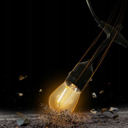 LED Venkovní dekorační řetěz 5xE27/1W/230V 5,94 m IP44 černá