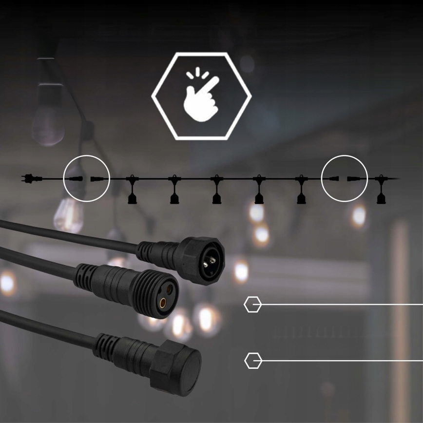 LED Venkovní dekorační řetěz 5xE27/1W/230V 5,94 m IP44 černá