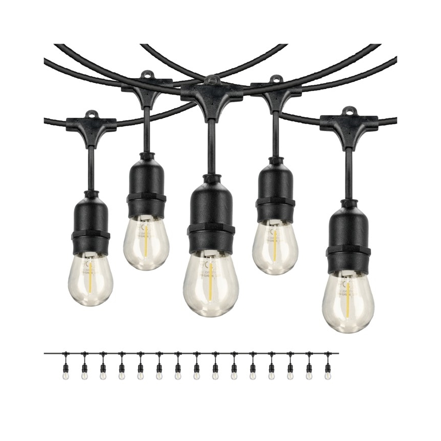LED Venkovní dekorační řetěz BAJA ST64 15xE27/1W/230V 15,9m IP44 teplá bílá