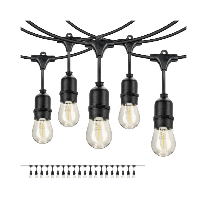 LED Venkovní dekorační řetěz BAJA ST64 20xE27/1W/230V 10,9m IP44 teplá bílá