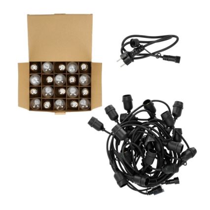 LED Venkovní dekorační řetěz BAJA ST64 20xE27/1W/230V 10,9m IP44 teplá bílá