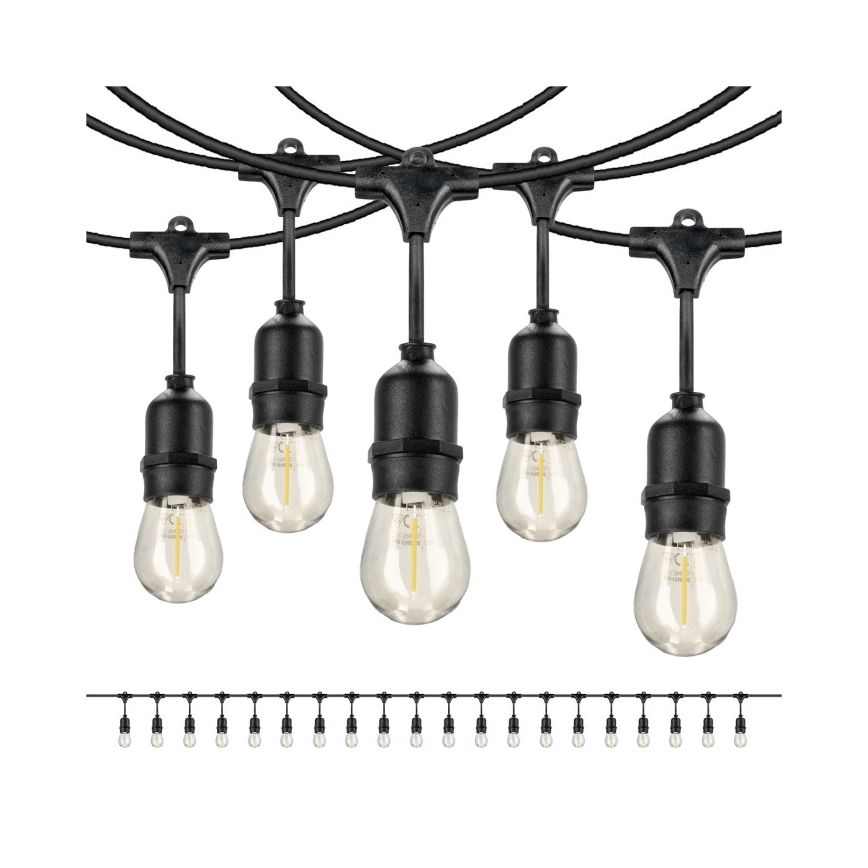 LED Venkovní dekorační řetěz BAJA ST64 20xE27/1W/230V 20,9m IP44 teplá bílá