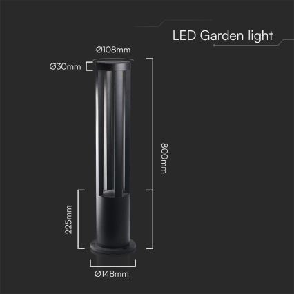 LED Venkovní lampa LED/10W/230V 3000K IP65 80 cm černá