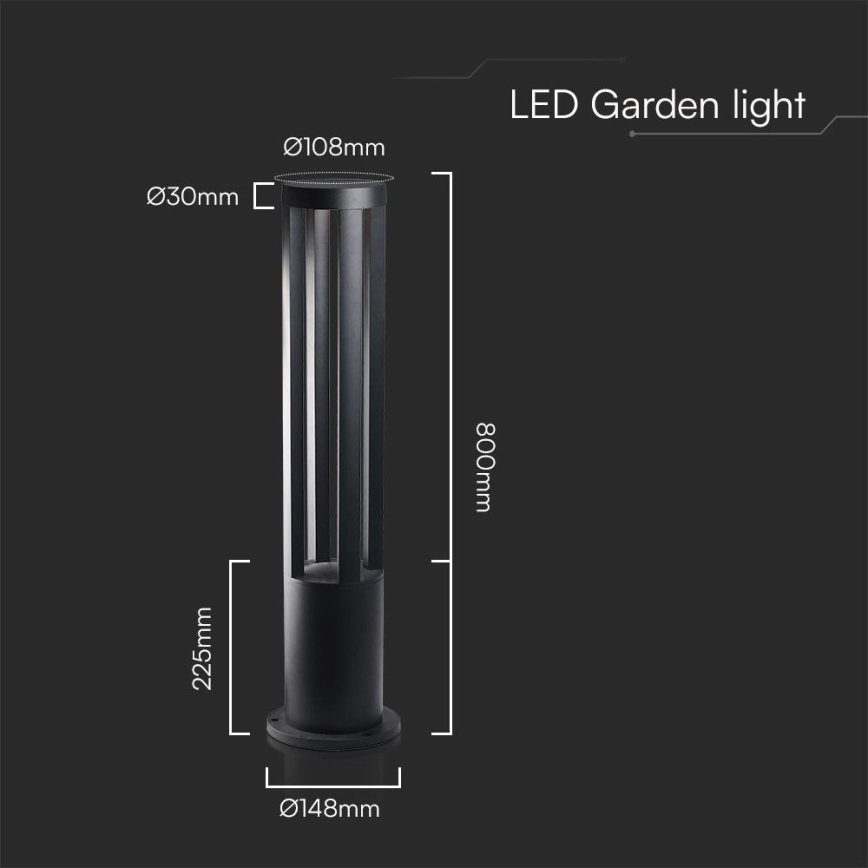 LED Venkovní lampa LED/10W/230V 3000K IP65 80 cm černá