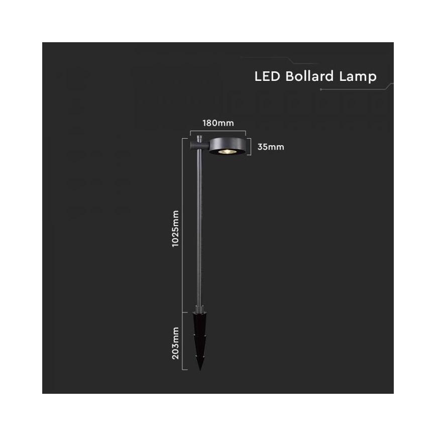 LED Venkovní lampa LED/7W/230V 3000K IP65 černá 102 cm