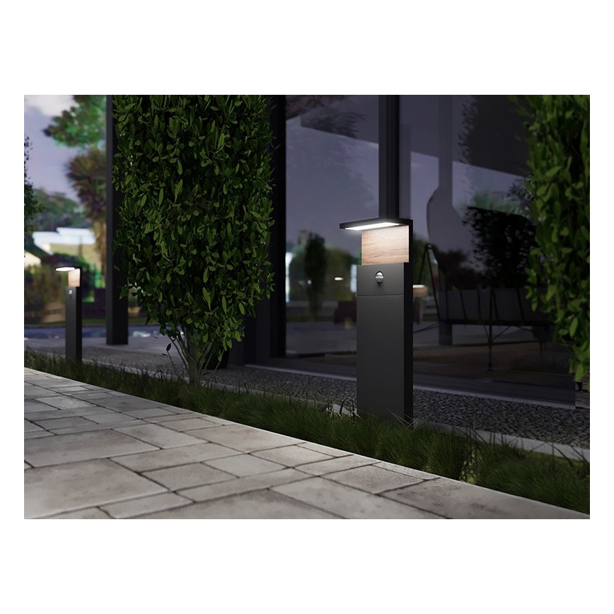 LED Venkovní lampa se senzorem NATURA LED/12W/230V 4000K IP54 hnědá/antracit