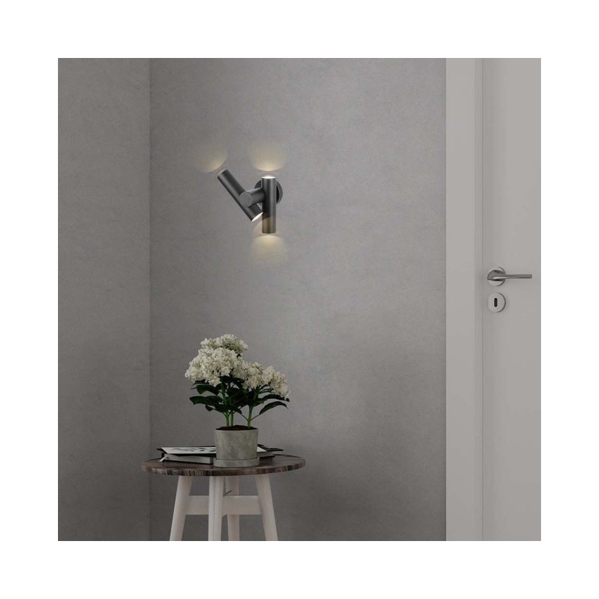 LED Venkovní nástěnné bodové flexibilní svítidlo 2xLED/3W/230V 3000K IP44 černá