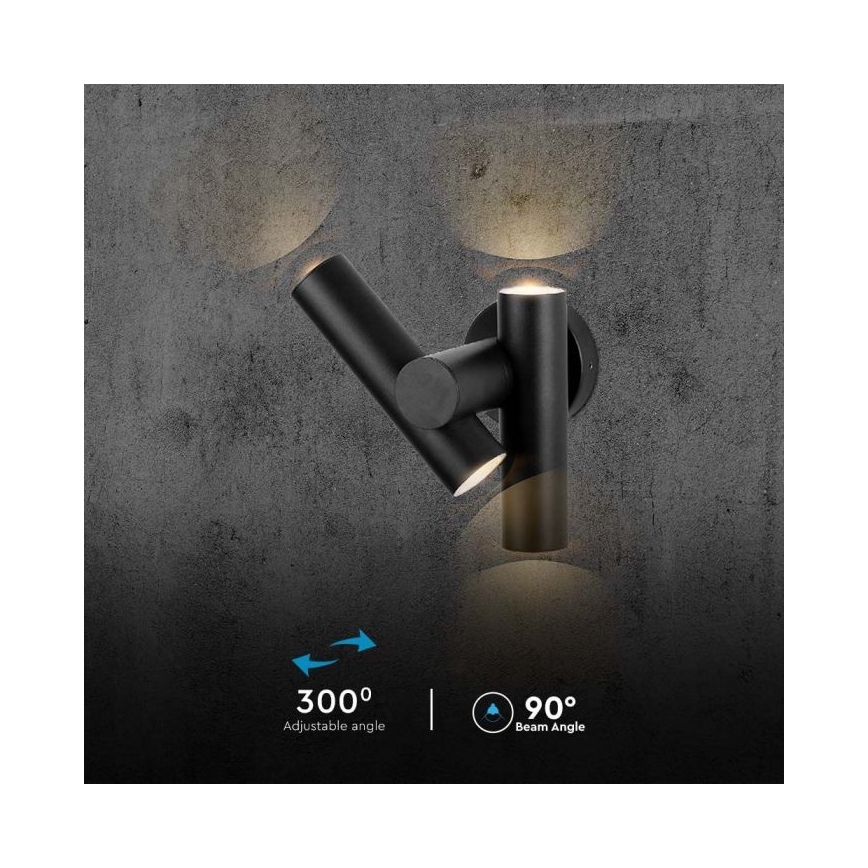 LED Venkovní nástěnné bodové flexibilní svítidlo 2xLED/3W/230V 3000K IP44 černá