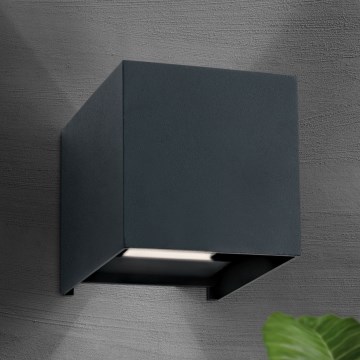LED Venkovní nástěnné svítidlo CUBE 2xLED/3W/230V IP54 antracit