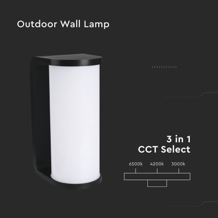 LED Venkovní nástěnné svítidlo LED/12W/230V 3000/4200/6500K IP65 černá