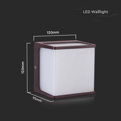 LED Venkovní nástěnné svítidlo LED/8W/230V IP65 3000K hnědá