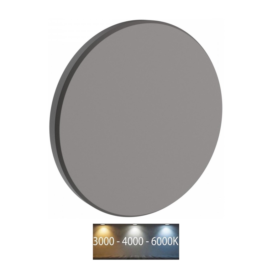 LED Venkovní nástěnné svítidlo PIATTA LED/12W/230V 3000/4000/6000K pr. 18 cm IP44 šedá