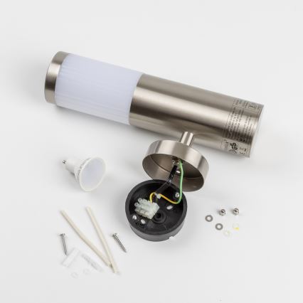 LED Venkovní nástěnné svítidlo se senzorem pohybu 1xGU10/5W/230V IP44 matný chrom