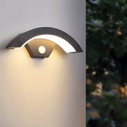 LED Venkovní nástěnné svítidlo se senzorem pohybu LED/10W/230V IP54 černá