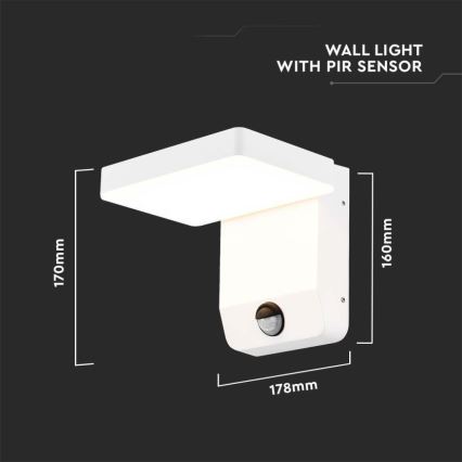 LED Venkovní nástěnné flexibilní svítidlo se senzorem LED/17W/230V IP65 3000K bílá