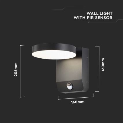 LED Venkovní nástěnné flexibilní svítidlo se senzorem LED/17W/230V IP65 3000K černá