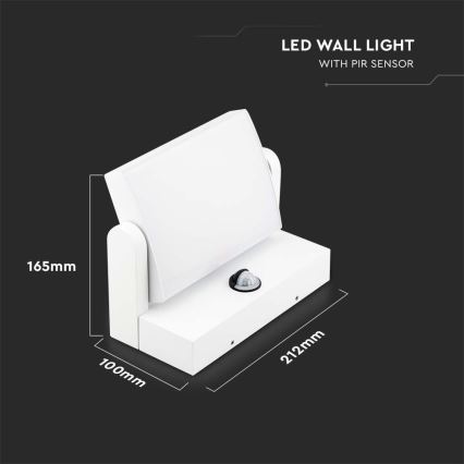 LED Venkovní nástěnné svítidlo se senzorem LED/17W/230V 3000K IP65 bílá