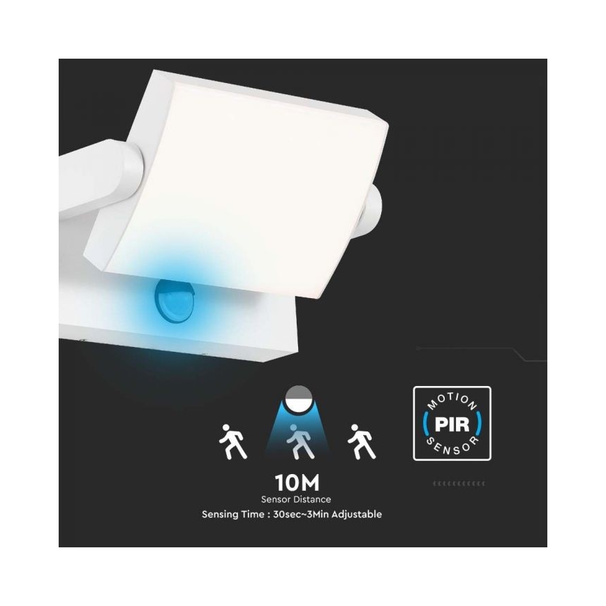 LED Venkovní nástěnné svítidlo se senzorem LED/17W/230V 4000K IP65 bílá
