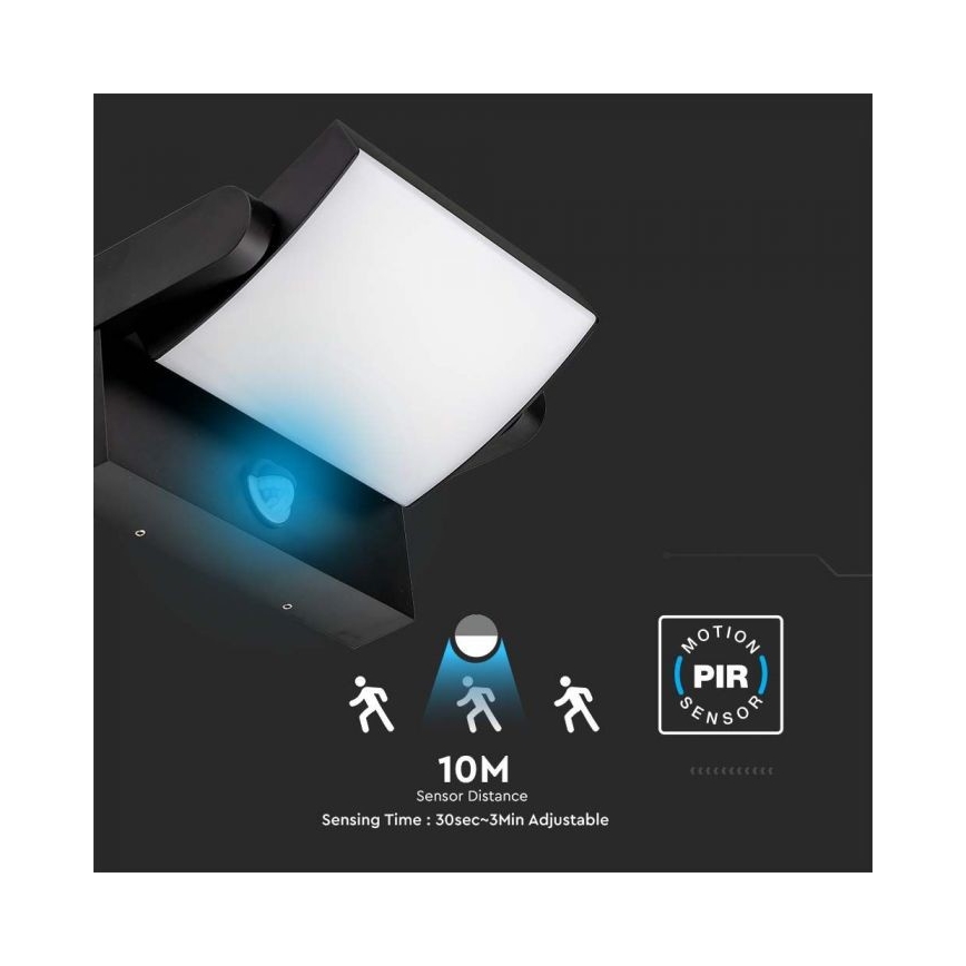 LED Venkovní nástěnné svítidlo se senzorem LED/17W/230V 4000K IP65 černá