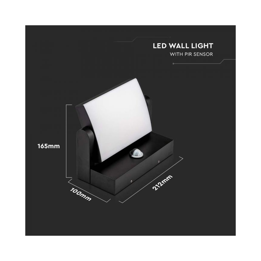 LED Venkovní nástěnné svítidlo se senzorem LED/17W/230V 4000K IP65 černá