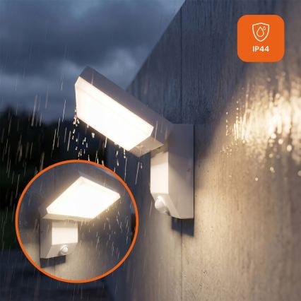LED Venkovní nástěnné svítidlo se senzorem pohybu LED/18W/230V IP44 bílá