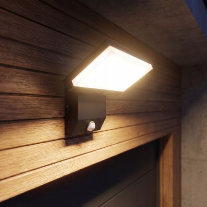 LED Venkovní nástěnné svítidlo se senzorem pohybu LED/18W/230V IP44 černá