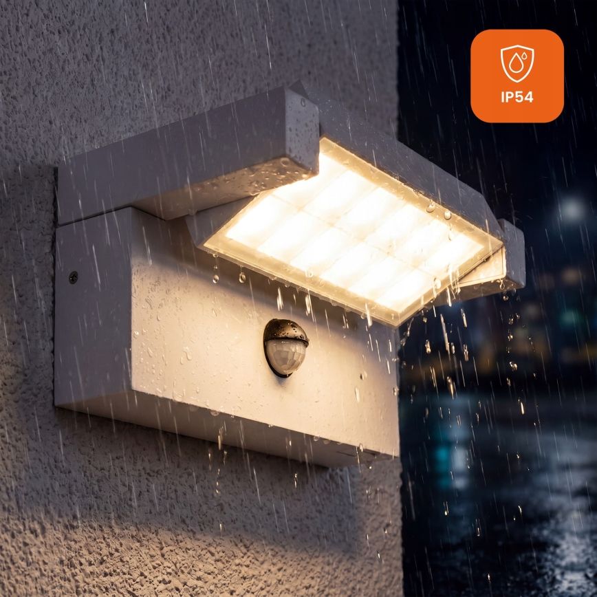 LED Venkovní nástěnné svítidlo se senzorem pohybu a soumraku LED/25W/230V 3000/4000/6500K IP54 bílá