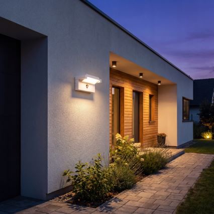 LED Venkovní nástěnné svítidlo se senzorem pohybu a soumraku LED/25W/230V 3000/4000/6500K IP54 bílá