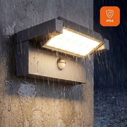 LED Venkovní nástěnné svítidlo se senzorem pohybu a soumraku LED/25W/230V 3000/4000/6500K IP54 černá