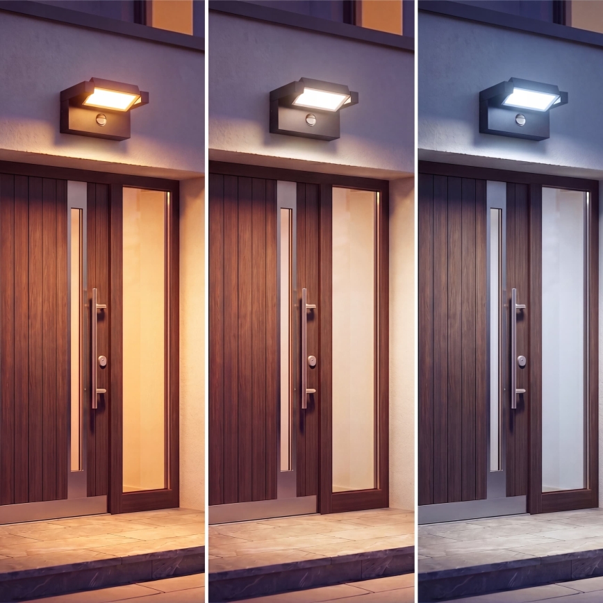 LED Venkovní nástěnné svítidlo se senzorem pohybu a soumraku LED/25W/230V 3000/4000/6500K IP54 černá